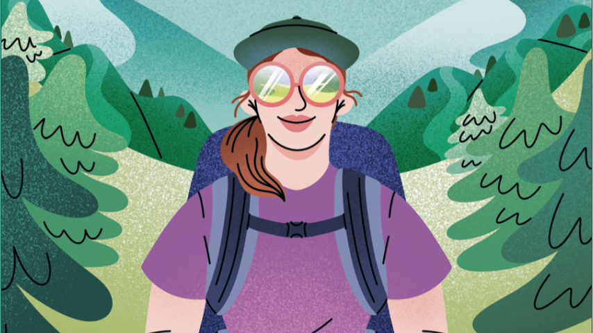 Voici la couverture du Guide féministe de la rando solo